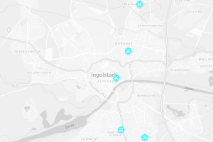 Karte mit Friseur-Salons in Ingolstadt mit Onlinebuchung